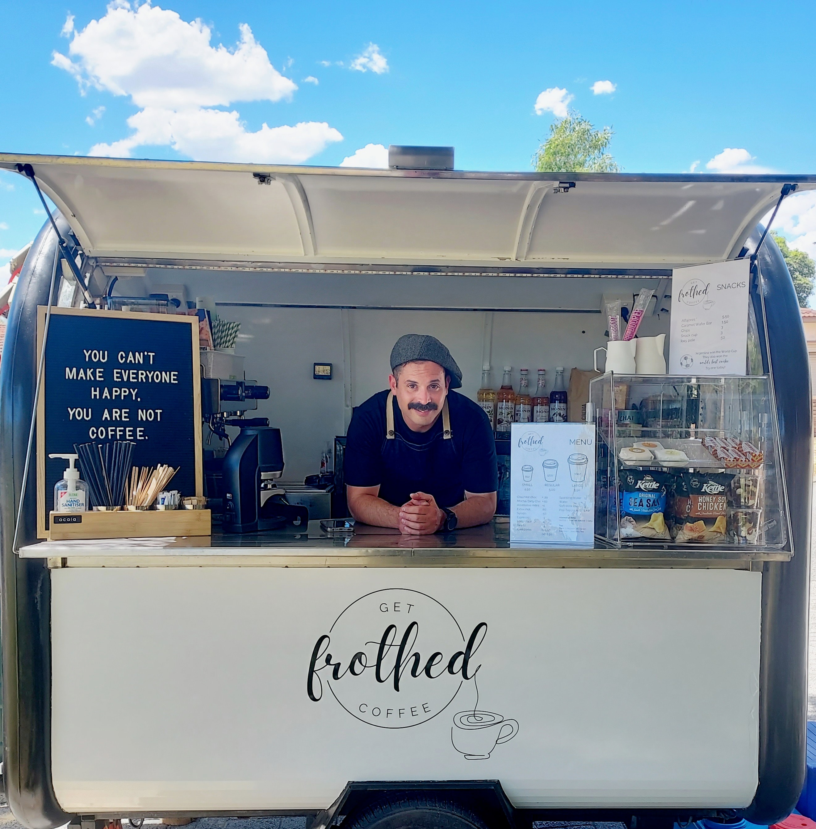 Eran at the Get Frothed coffee trailer